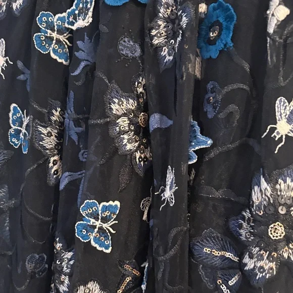 For Love And Lemons Black and Blue Floral Midi Botanic Dress - Picture 5 of 5